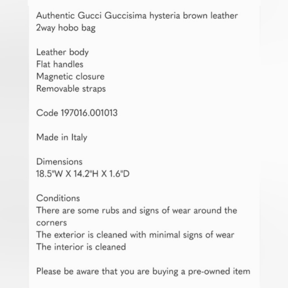 GUCCI guccisima hysteria brown leather 2way hobo bag - Picture 10 of 13